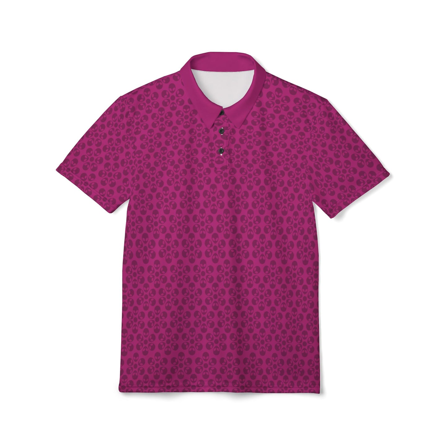 Stylish Unisex Polo Shirt  Modern Floral Design Casual Wear Gift for Him/Her Summer Outfit Personalized Style Alien Flowers Pink