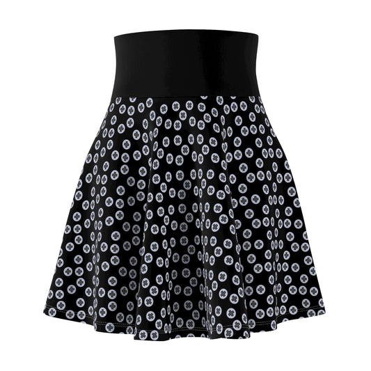 Chic Women's Skater Skirt, Stylish Summer Skirt, Fun Printed Skirt, Casual Outfit, Unique Gift for Her, Dance Skirt - Black