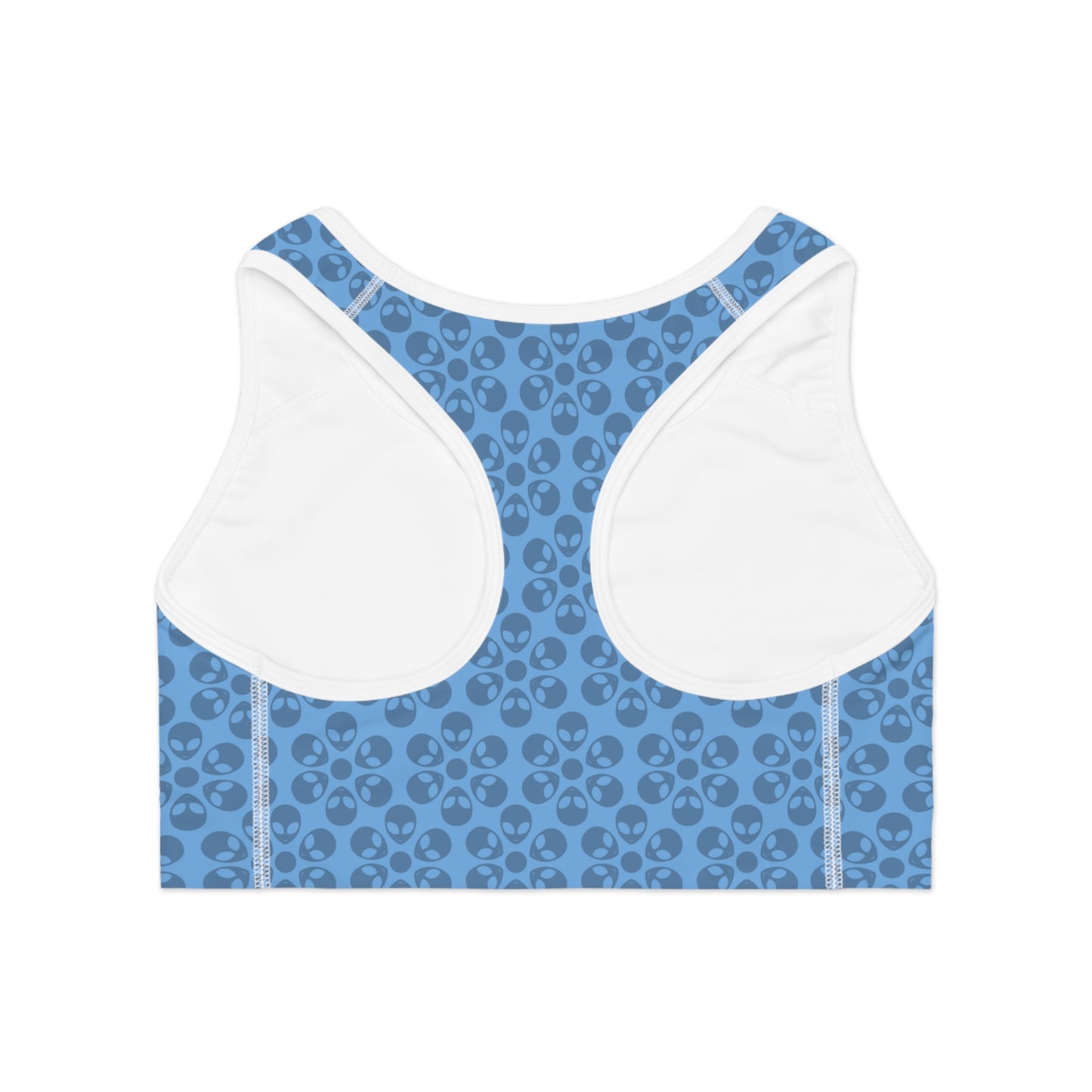 Trendy Floral Pattern Sports Bra Workout Bra for Women Fitness Gear Yoga Top Gym Wear Gift for Athletes Alien Flowers Light Blue