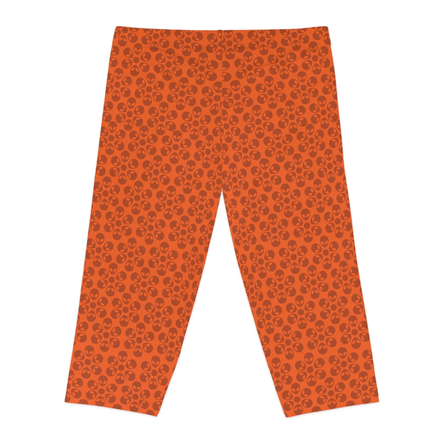 Womens Capri Leggings Alien Flowers Orange