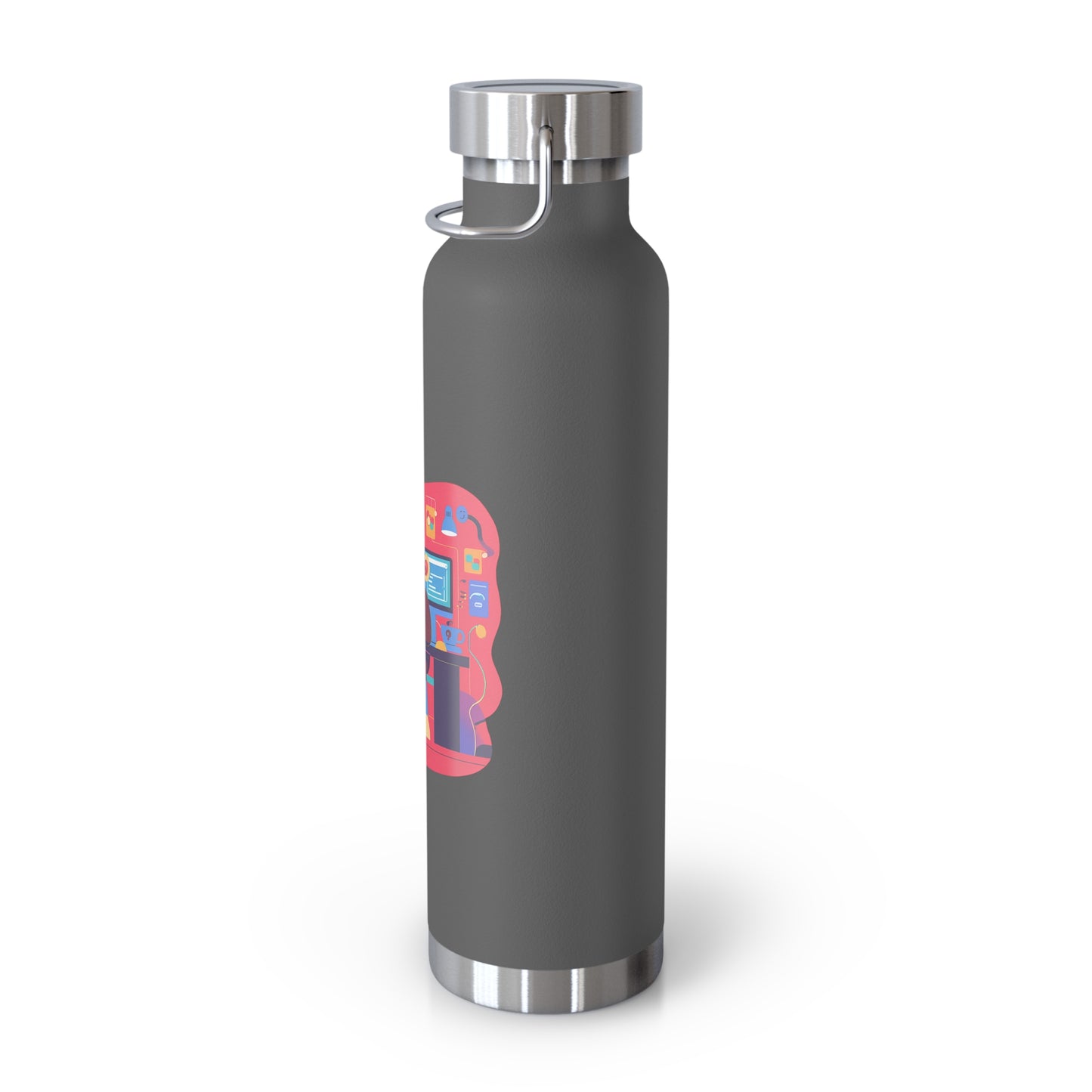 Playful Gamer Copper Vacuum Insulated Bottle | 22oz Water Bottle, Cute Gift for Gamers, Eco-Friendly Travel Flask, Sports Bottle, Fun Decor