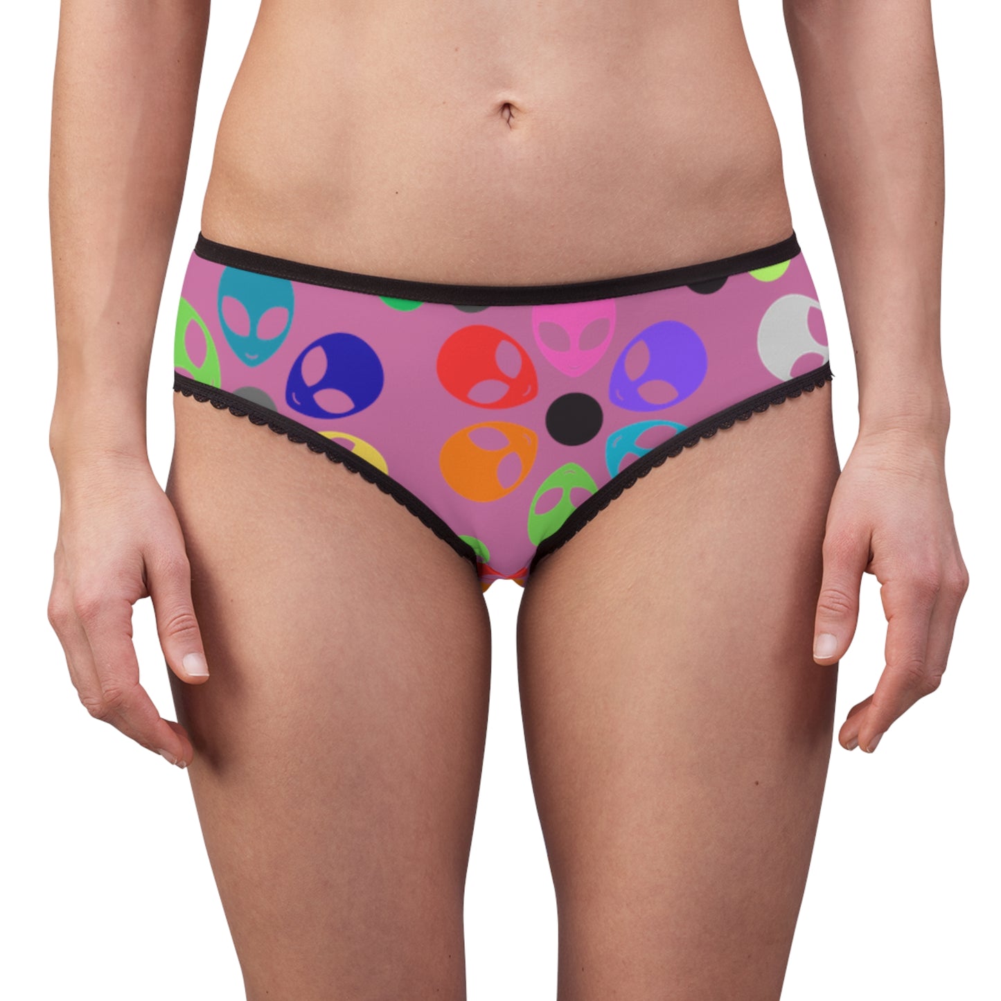 Colorful Alien Flower Womens Briefs Fun Underwear Unique Lingerie Set Gift for Her Festival Fashion Comfortable Panties Alien Rainbow Flowers Light Pink