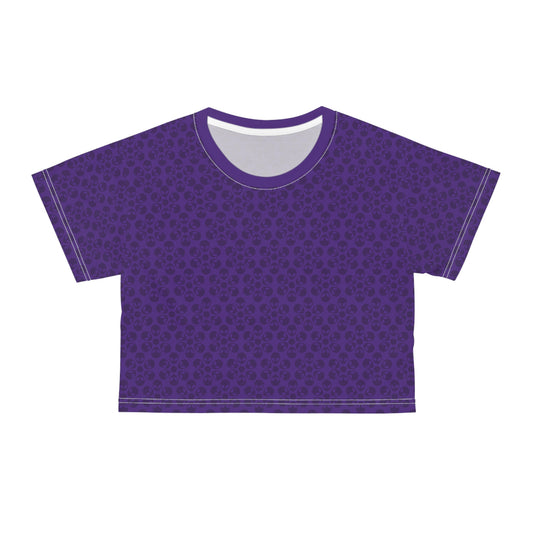 Feminine Floral Crop Tee Trendy Summer Top Aesthetic Graphic Shirt Casual Outfit Unique Gift for Her Vintage Style Tee Alien Flowers Purple