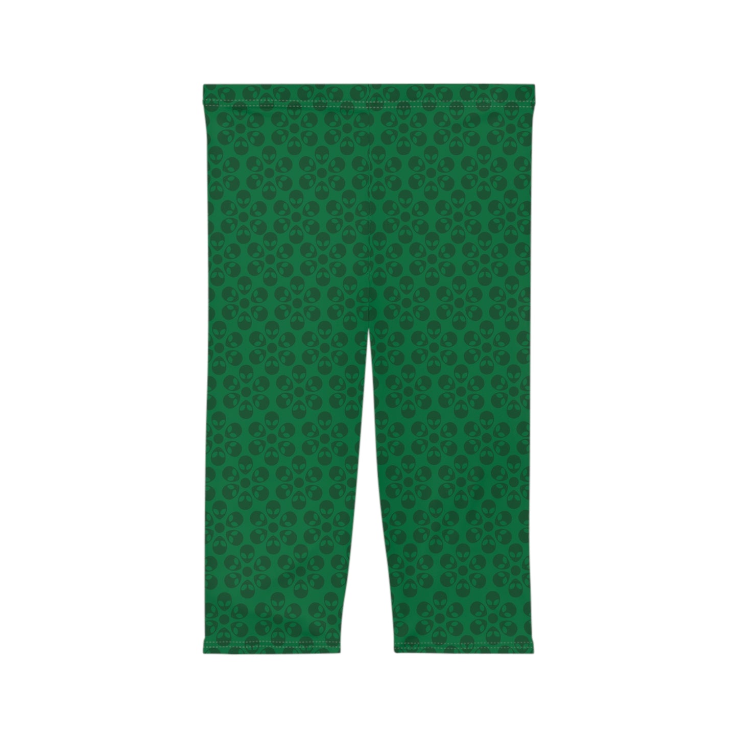 Women’s Capri Leggings Alien Flowers Dark Green