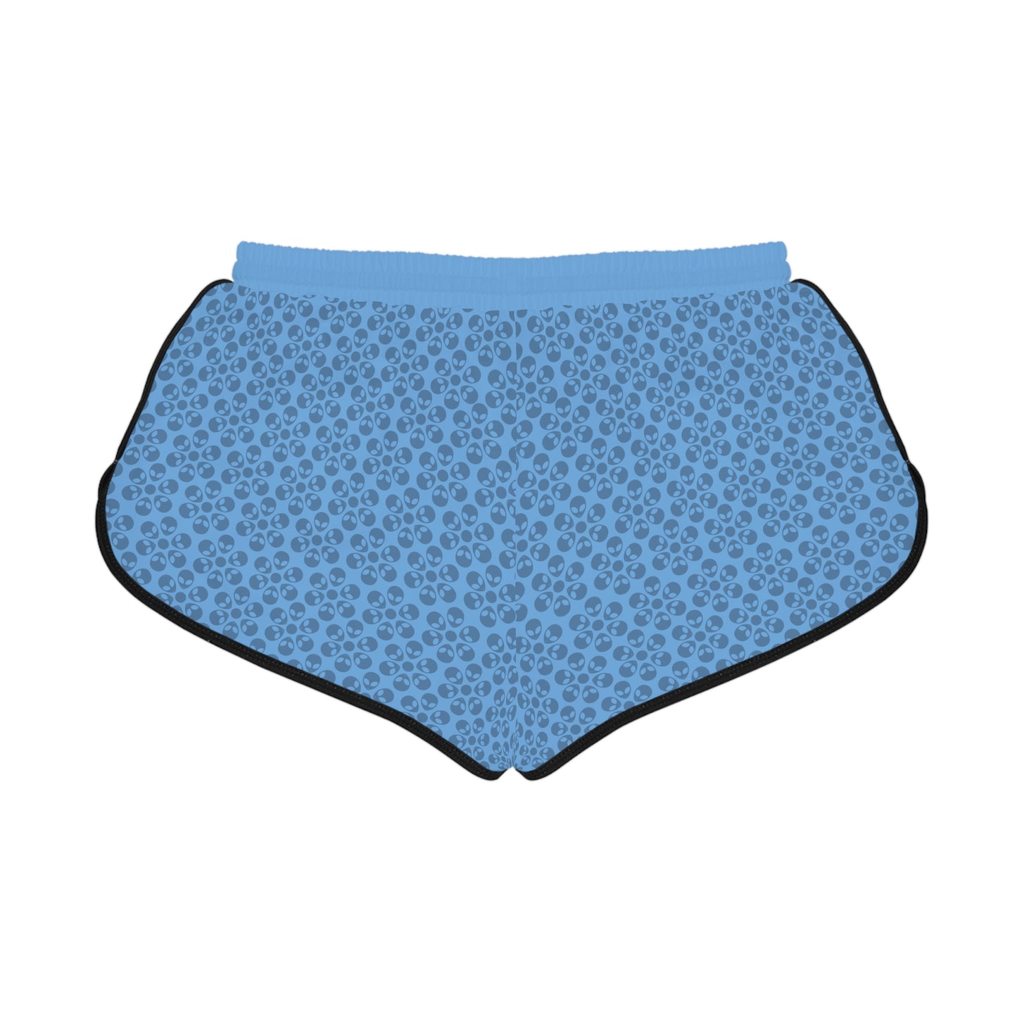 Womens Relaxed Shorts  Alien Flowers Light Blue