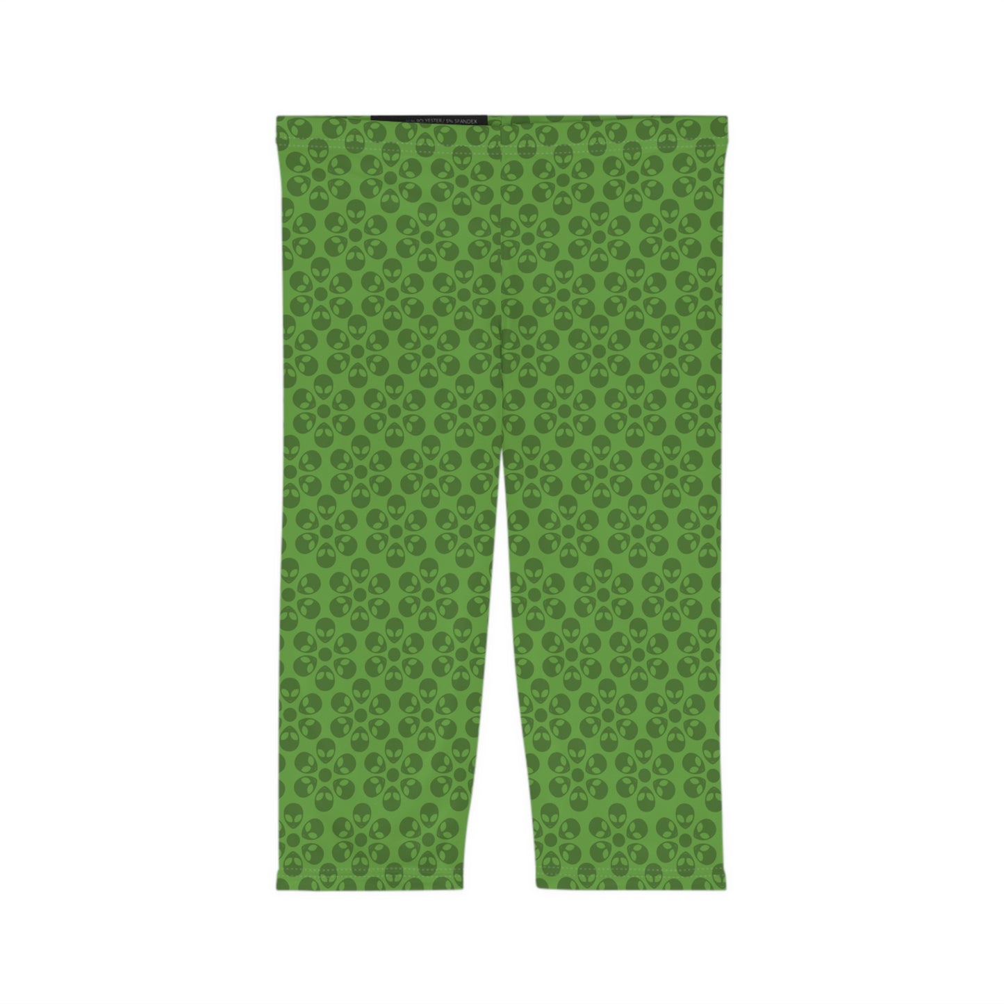 Women’s Capri Leggings Alien Flowers Green