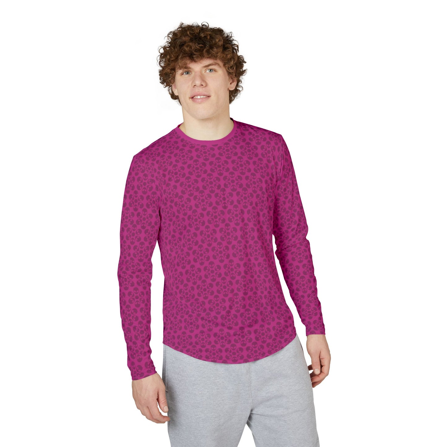 Mens UV Protection Long Sleeve Shirt  Alien Flowers Pink