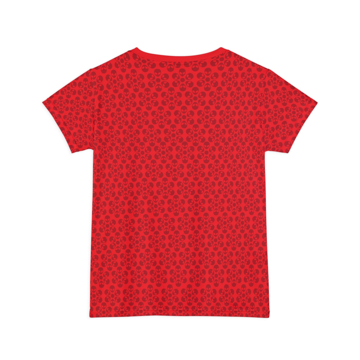 Womens Short Sleeve Shirt Alien Flowers Red