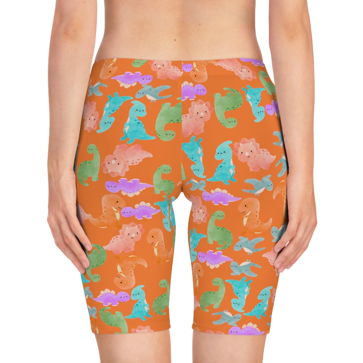 Womens Bike Shorts  Rainbow Dinos Crusta