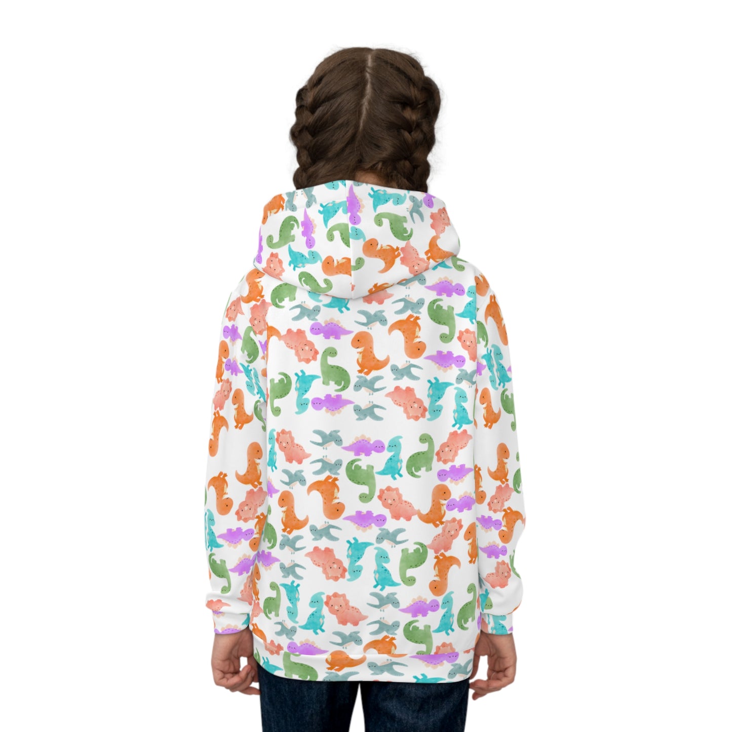 Colorful Dino Childrens Hoodie | Cozy Kidswear Beachwear Summer Adventure Birthday Gift Cute Animal Apparel Rainbow Dinos Crusta