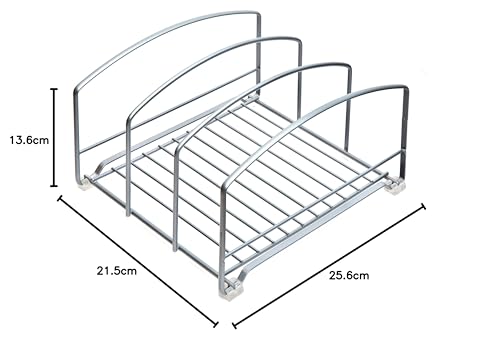 Amtido Kitchen Cupboard Storage Organiser Rack For Trays, Chopping Boards, Cooking Sheets And Baking Accessories – Suitable For Pantry, Cabinet Drawers, Counter-top Or Under Sink – Matt Silver