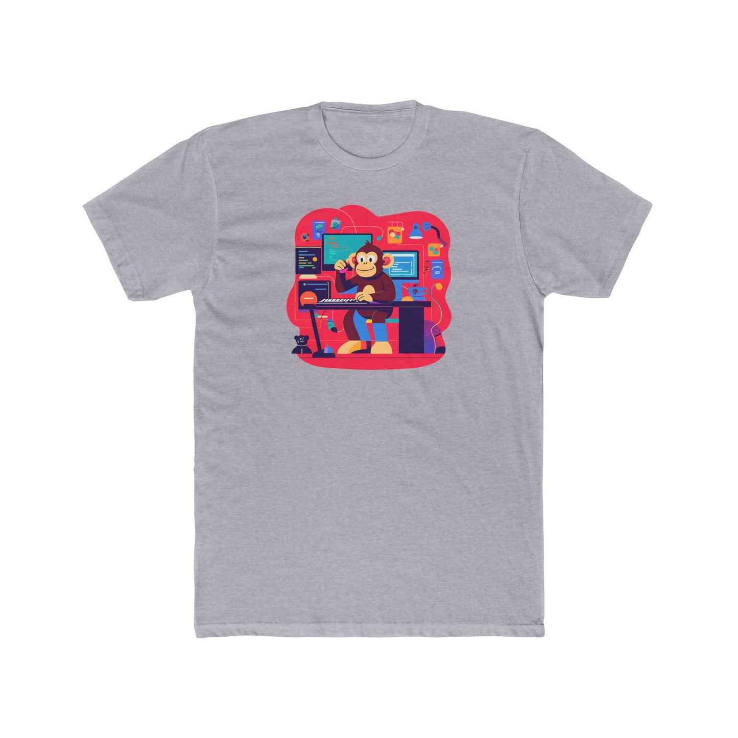Playful Monkey Themed Unisex Cotton Crew Tee, Fun Gamer Shirt, Casual Tee, Graphic Tee, Gift for Kids and Teens