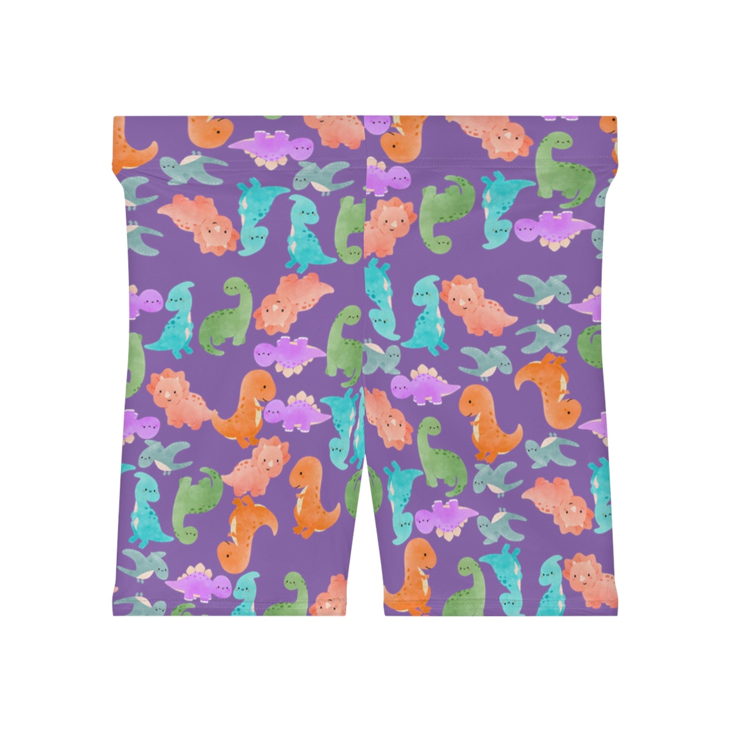 Colorful Dinosaur Womens Biker Shorts  AOP Perfect for Casual Wear workout Summer Birthdays Playdates Unique Gift Rainbow Dinos Light Purple