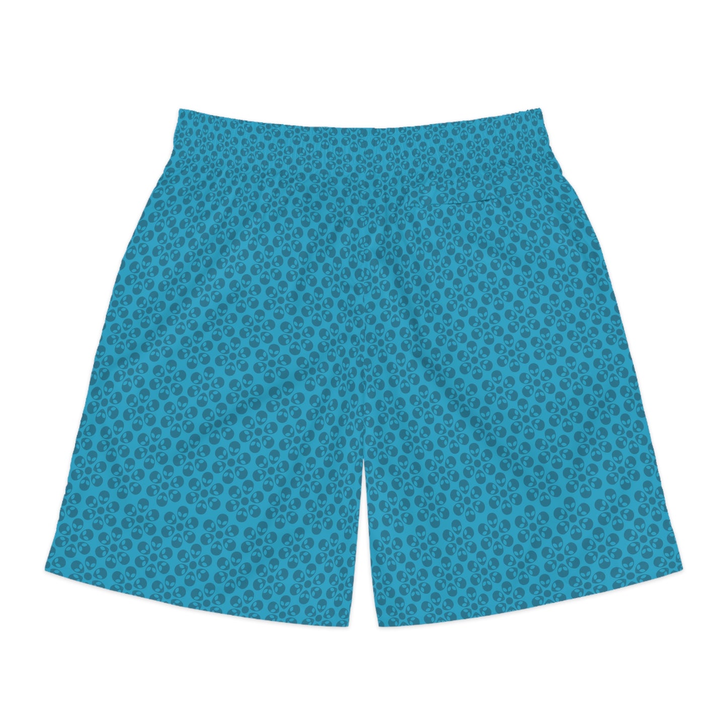 Mens Jogger Shorts  Alien Flowers Turquoise