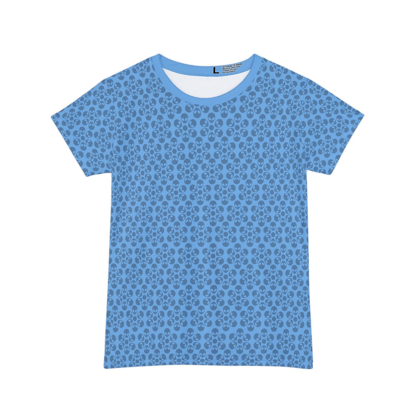 Womens Short Sleeve Shirt Alien Flowers Light Blue