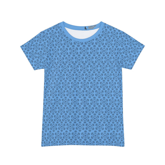 Womens Short Sleeve Shirt Alien Flowers Light Blue