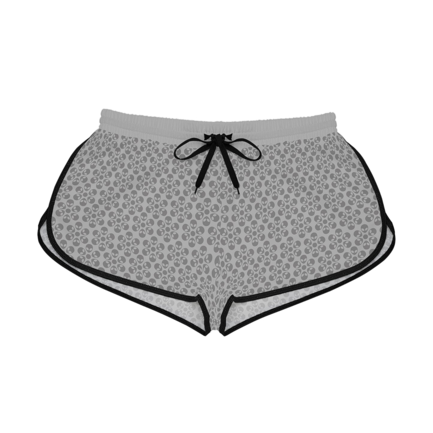 Womens Relaxed Shorts  Alien Flowers Light Grey
