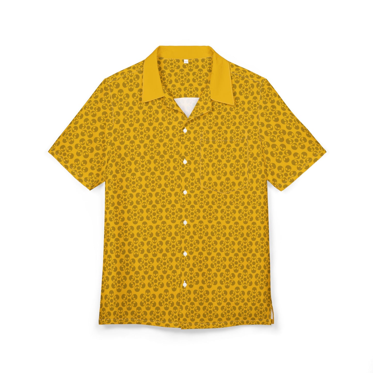 Unisex Hawaiian ButtonDown Shirt  Tropical Vibe Summer Apparel Beachwear Vacation Outfit Casual Wear Alien Flowers Yellow