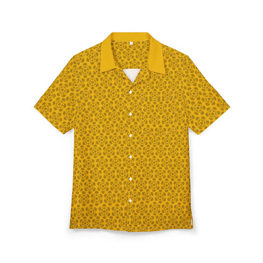Unisex Hawaiian ButtonDown Shirt  Tropical Vibe Summer Apparel Beachwear Vacation Outfit Casual Wear Alien Flowers Yellow