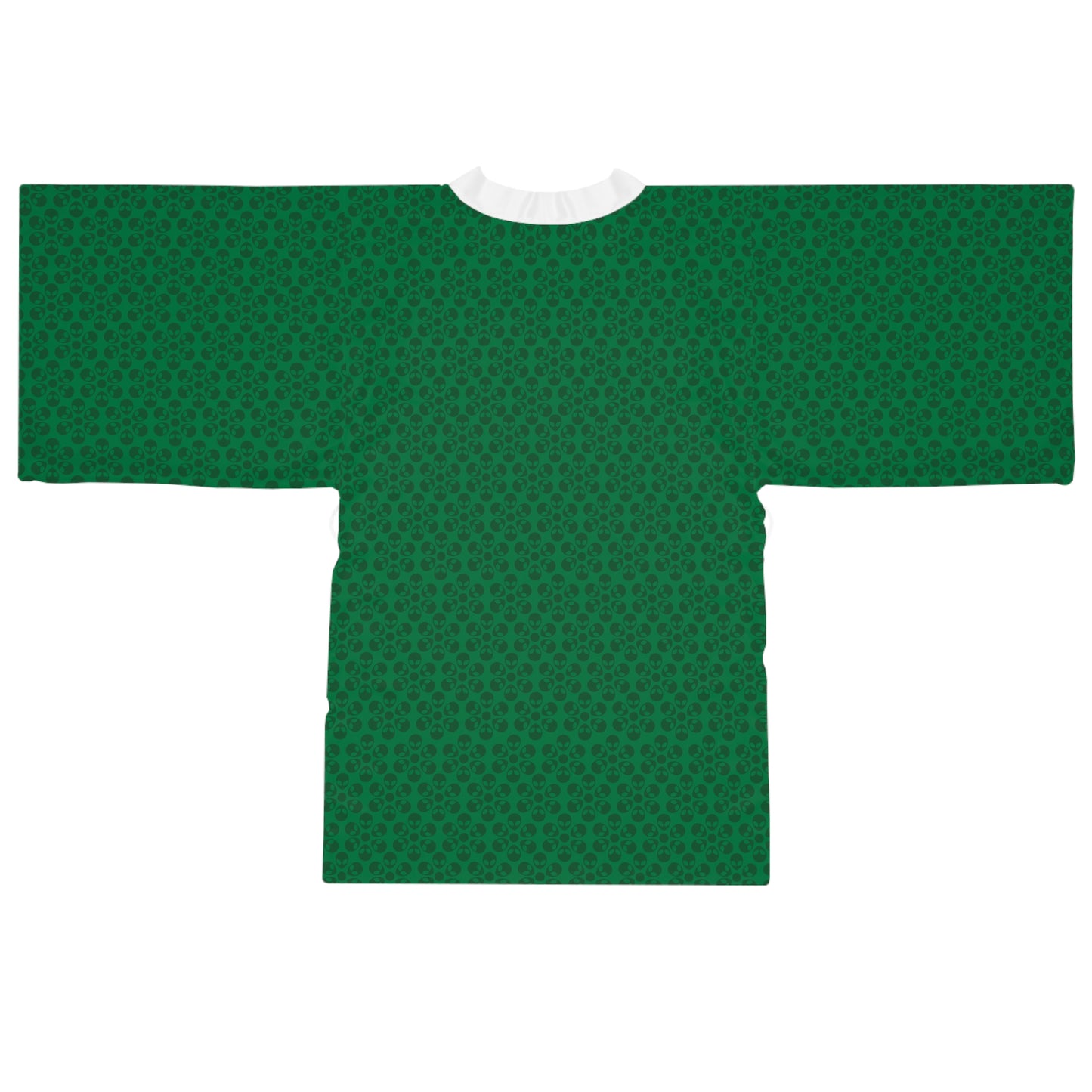 Chic Floral Long Sleeve Kimono Robe Bohemian Loungewear Relaxation Gift Spa Day Essential Cozy Home Attire Trendy Style Alien Flowers Dark Green