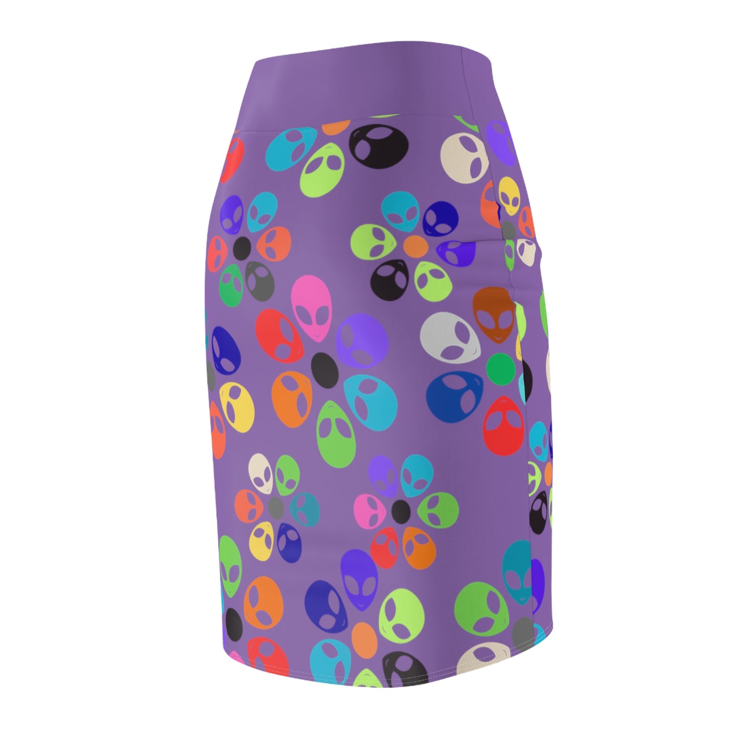 Colorful Alien Floral Womens Pencil Skirt Trendy Skirt for Spring Fashion Party Wear Festival Outfit Gift for Her Alien Rainbow Flowers Light Purple