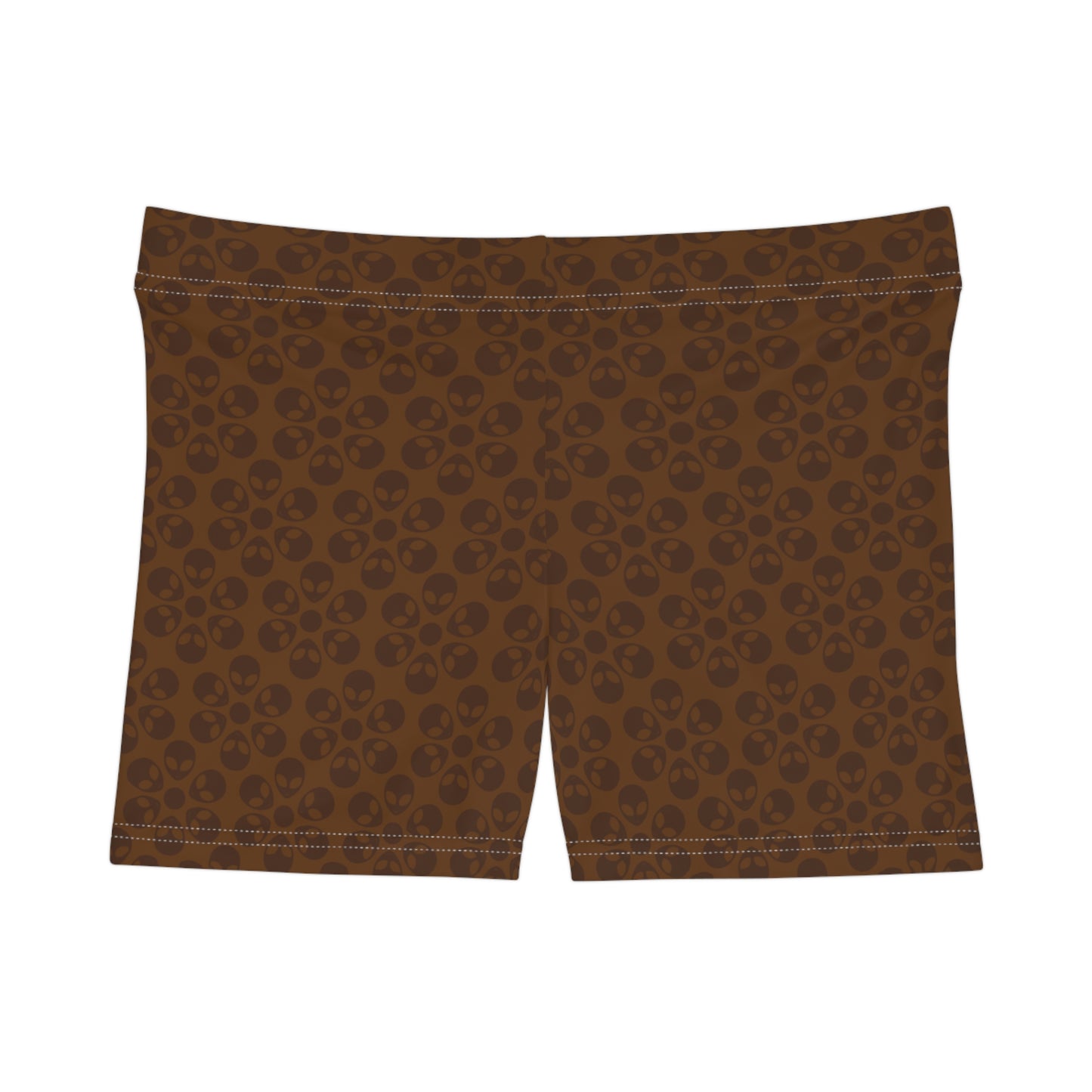 Alien Pattern Womens Shorts for Casual Summer Days Beach Wear Festival Outfit Relaxed Style Alien Flowers Brown