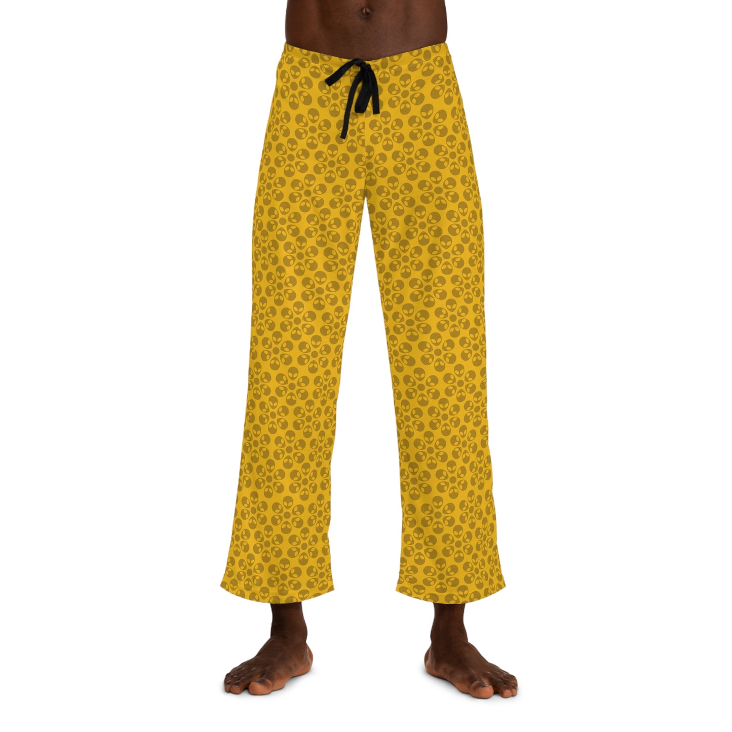 Cozy Mens Pajama Pants  Stylish Floral Sleepwear Ideal for Relaxing Gifts for Him Home Lounge Wear Unique Patterned PJs Alien Flowers Yellow