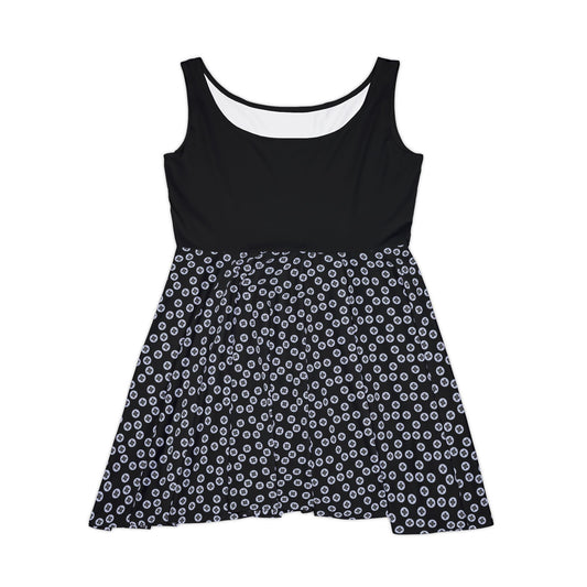 Floral Women's Skater Dress | Summer Outing, Casual Parties, Everyday Wear, Gift for Her, Trendy Fashion - Black