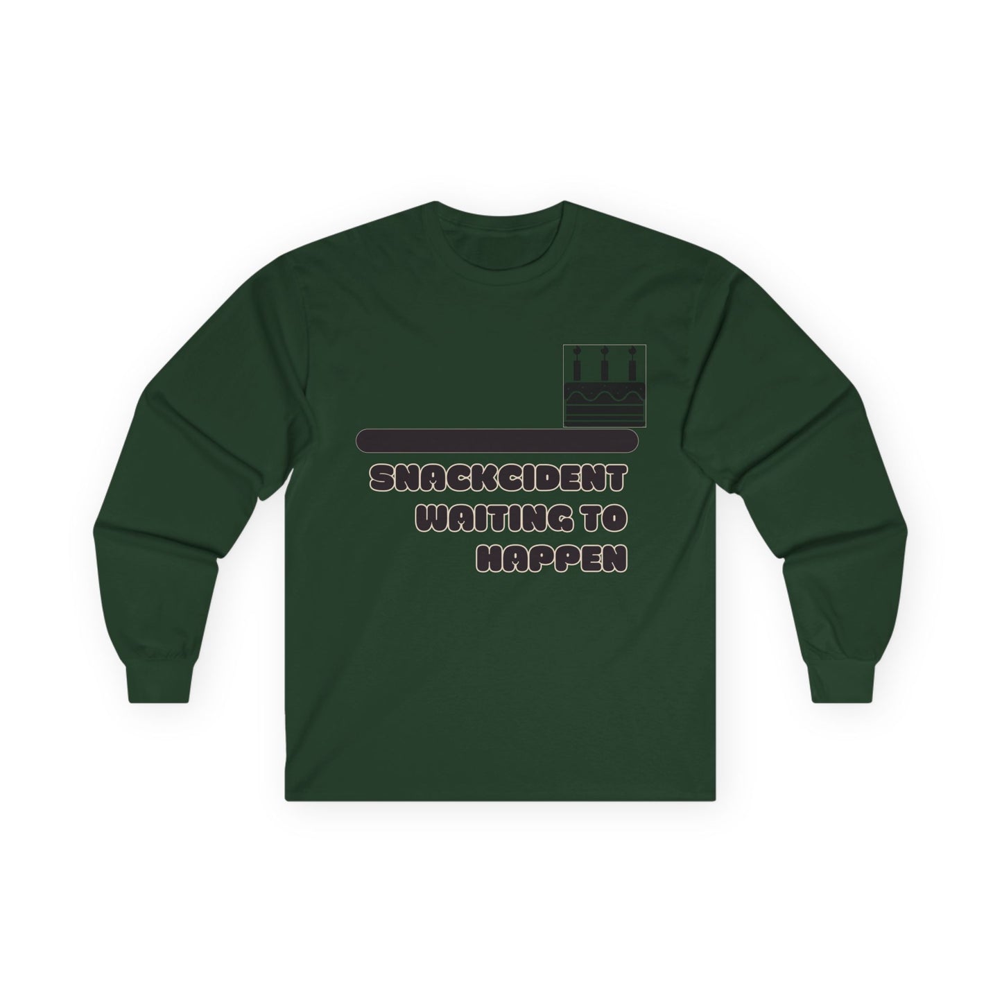 Snackcident Waiting to Happen Long Sleeve Tee - Funny Gift for Food Lovers, Birthday, or Casual Wear, Ideal for Snacking Events, [...]