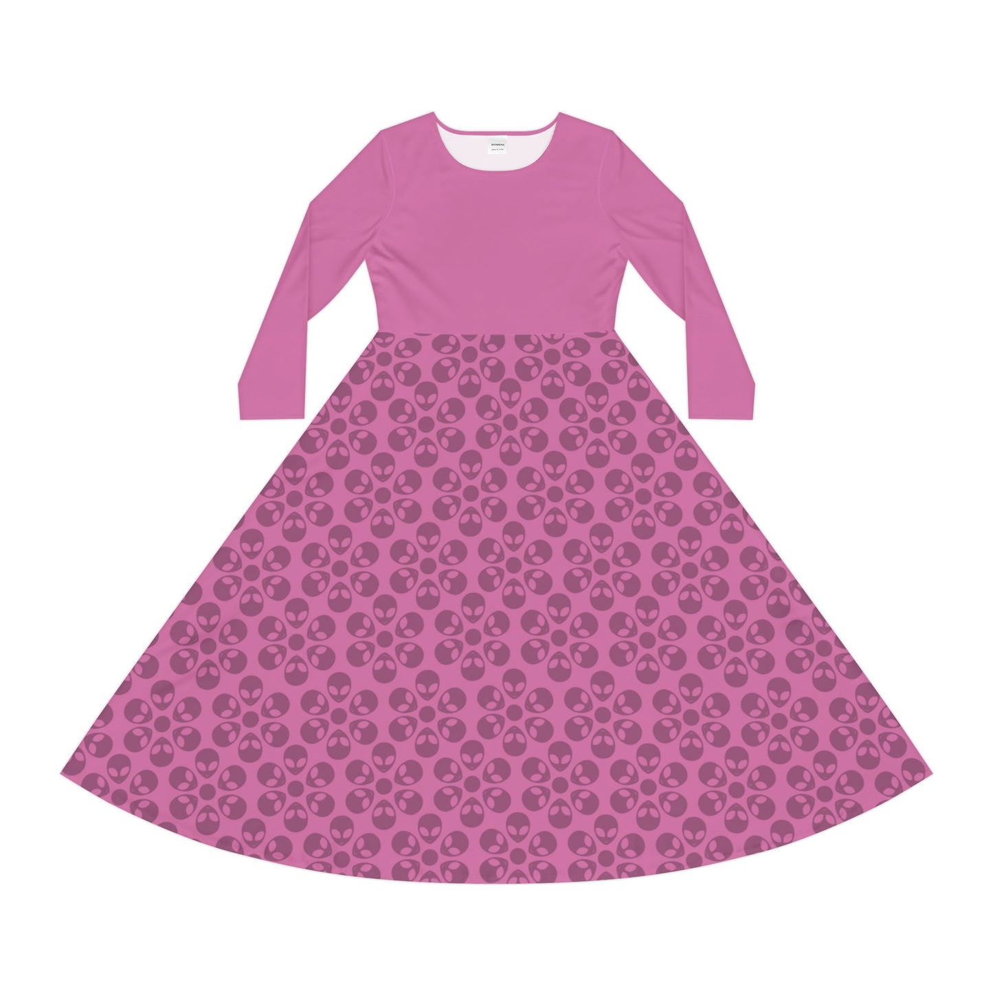 Womens Long Sleeve Dance Dress Alien Flowers Light Pink