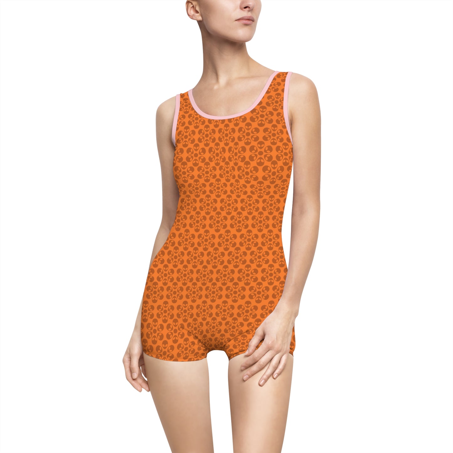 Womens Vintage Swimsuit  Alien Flowers Crusta