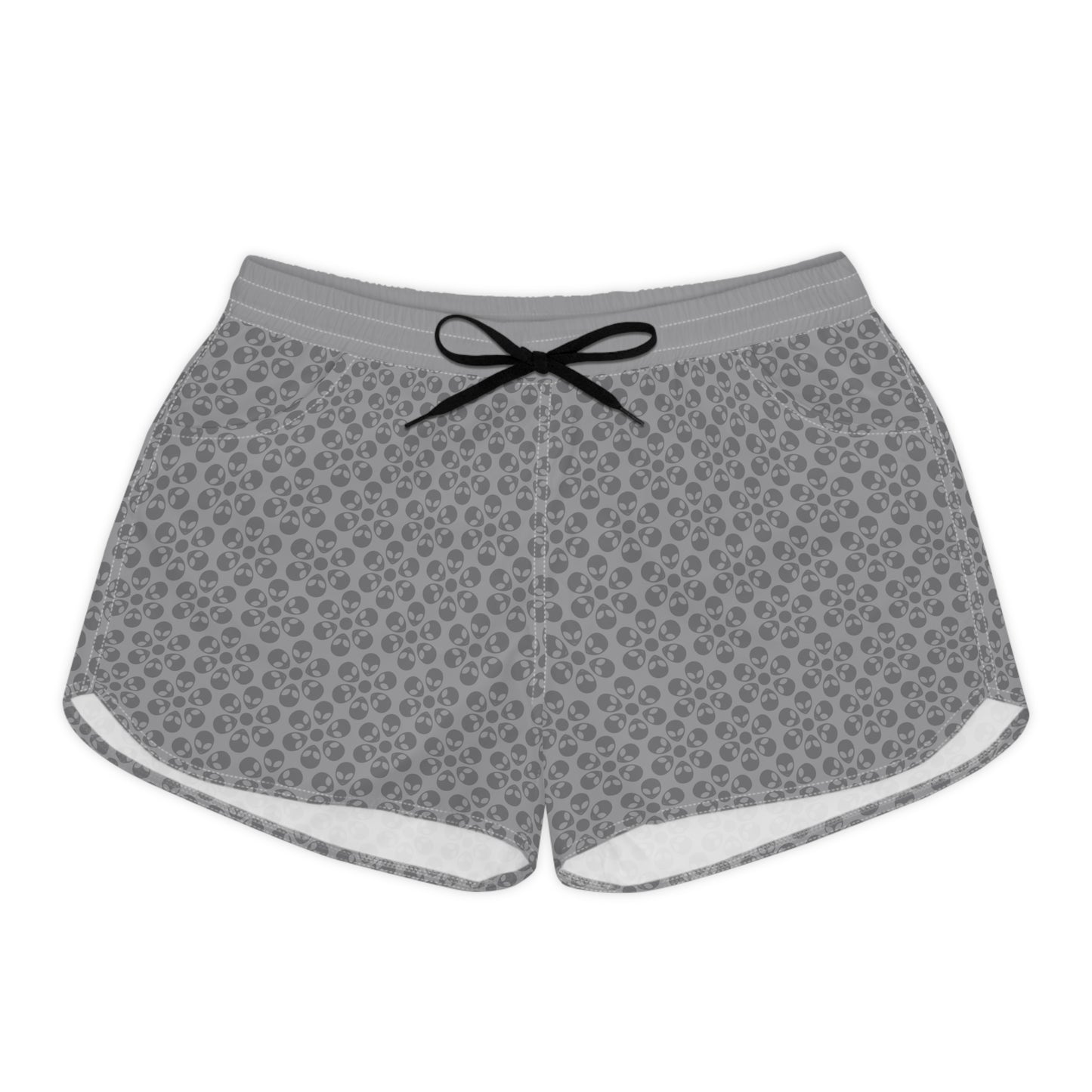 Casual Alien Print Shorts for Women Fashionable Summer Loungewear Perfect for Lounging Yoga Beach Summer Vacations Gifts Alien Flowers Grey