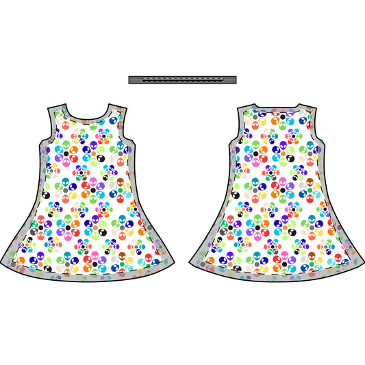 Colorful Floral AOP Womens Casual Dress Summer Outfit Garden Party Dress Beachwear Trendy Fashion Alien Rainbow Flowers Light Pink