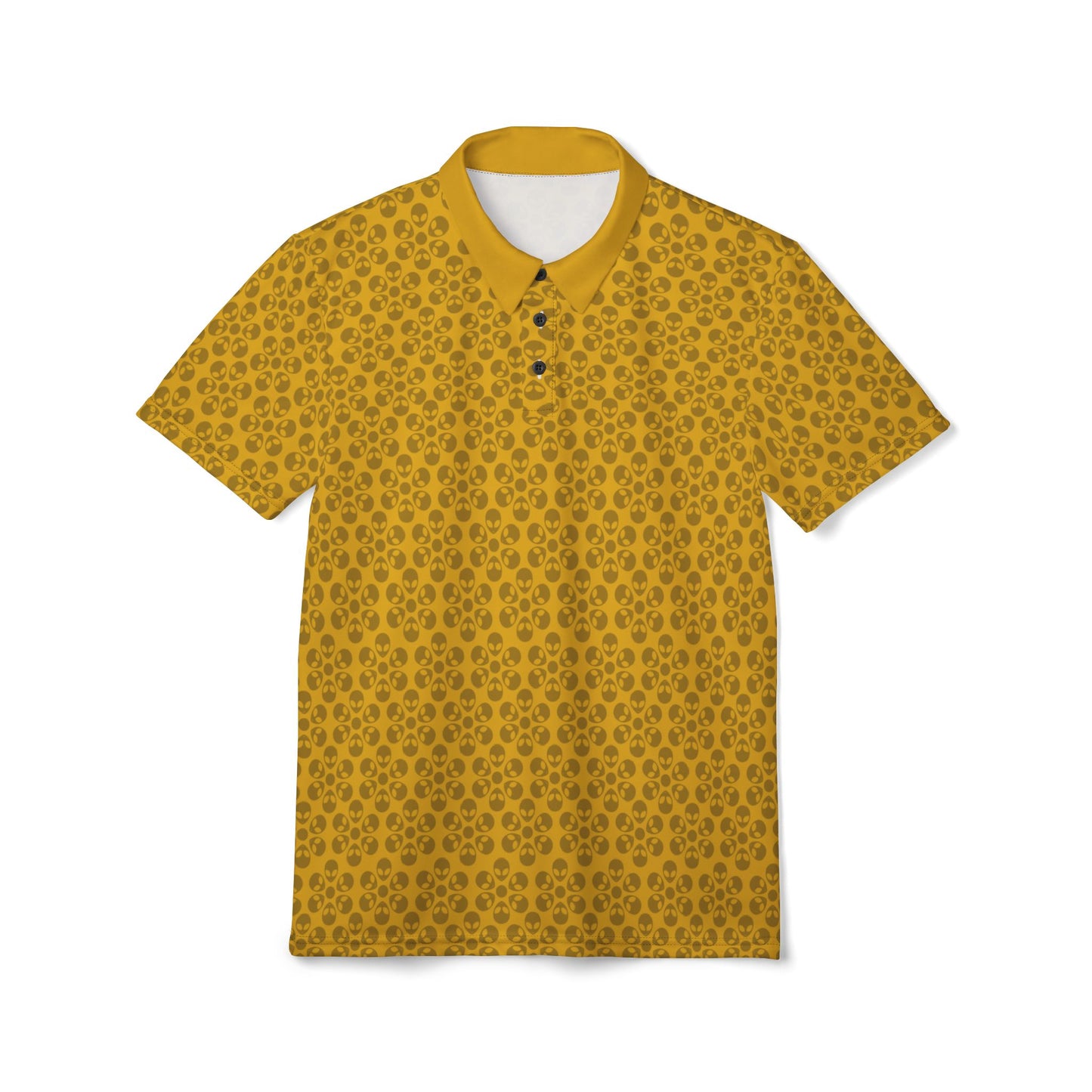 Stylish Unisex Polo Shirt  Modern Floral Design Casual Wear Gift for Him/Her Summer Outfit Personalized Style Alien Flowers Yellow