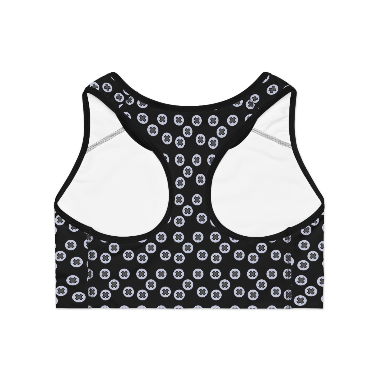 Patterned Sports Bra - Stylish Activewear for Fitness, Gym or Yoga- Screwed - Black