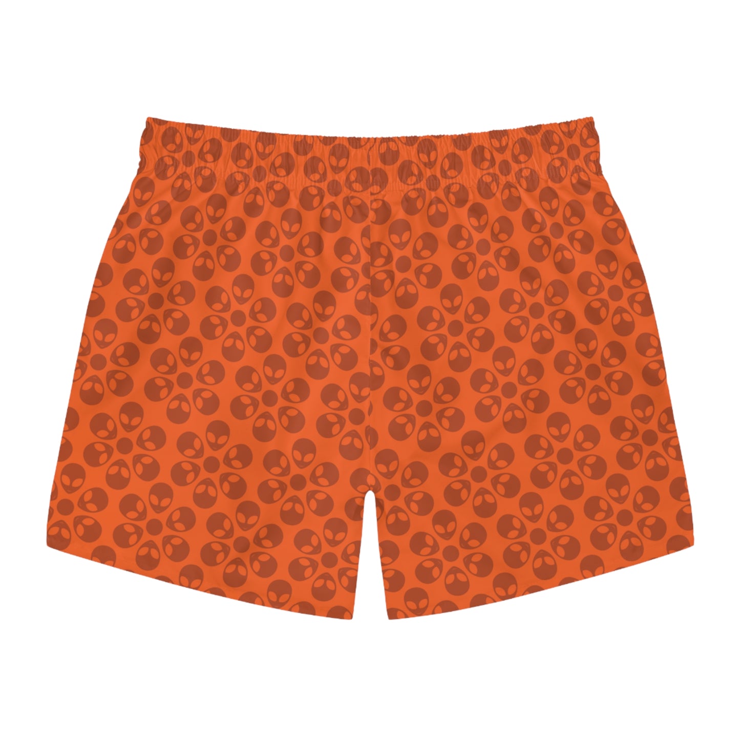 Stylish AOP Swim Trunks for Beach Days Summer Fun Pool Parties Vacation Wear Gift for Him Alien Flowers Orange