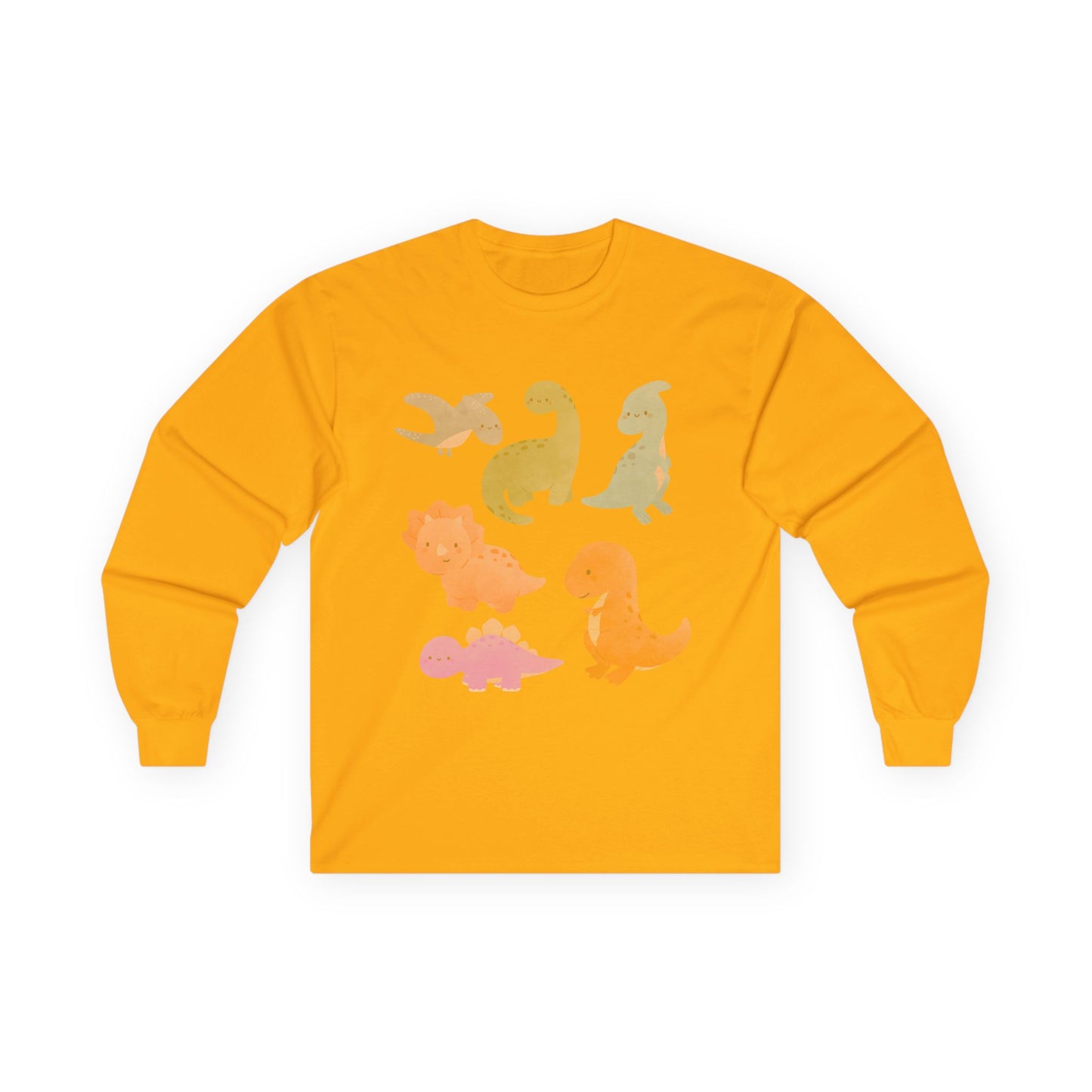 Cute Dinosaur Long Sleeve Tee, Unisex Dino Shirt, Kids and Teens Gift, Fun Casual Wear, Ideal for Birthdays, Holidays, and Everyday