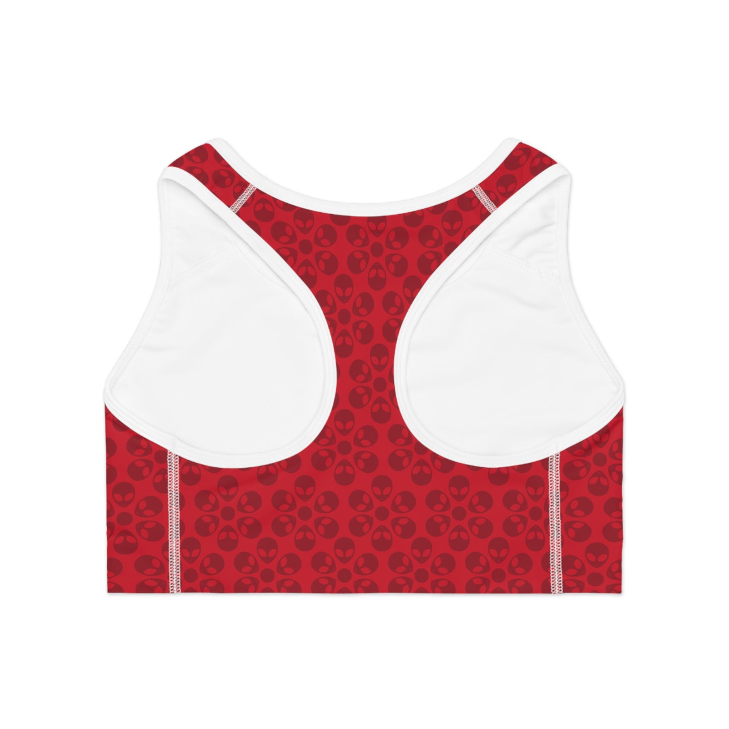 Trendy Floral Pattern Sports Bra Workout Bra for Women Fitness Gear Yoga Top Gym Wear Gift for Athletes Alien Flowers Dark Red