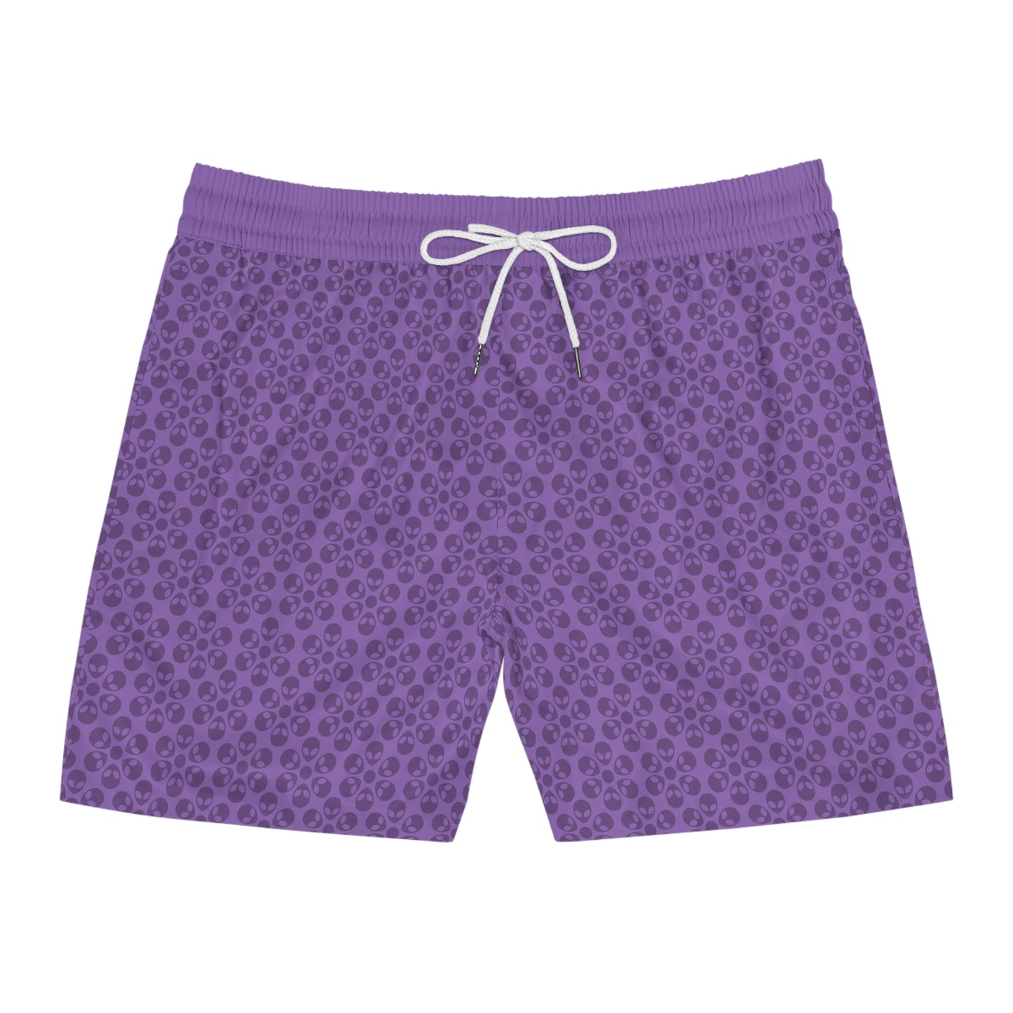 Stylish Mens MidLength Swim Shorts Beachwear Vacation Essentials Poolside Comfort Summer Outfit Trendy Swimwear Alien Flowers Light Purple