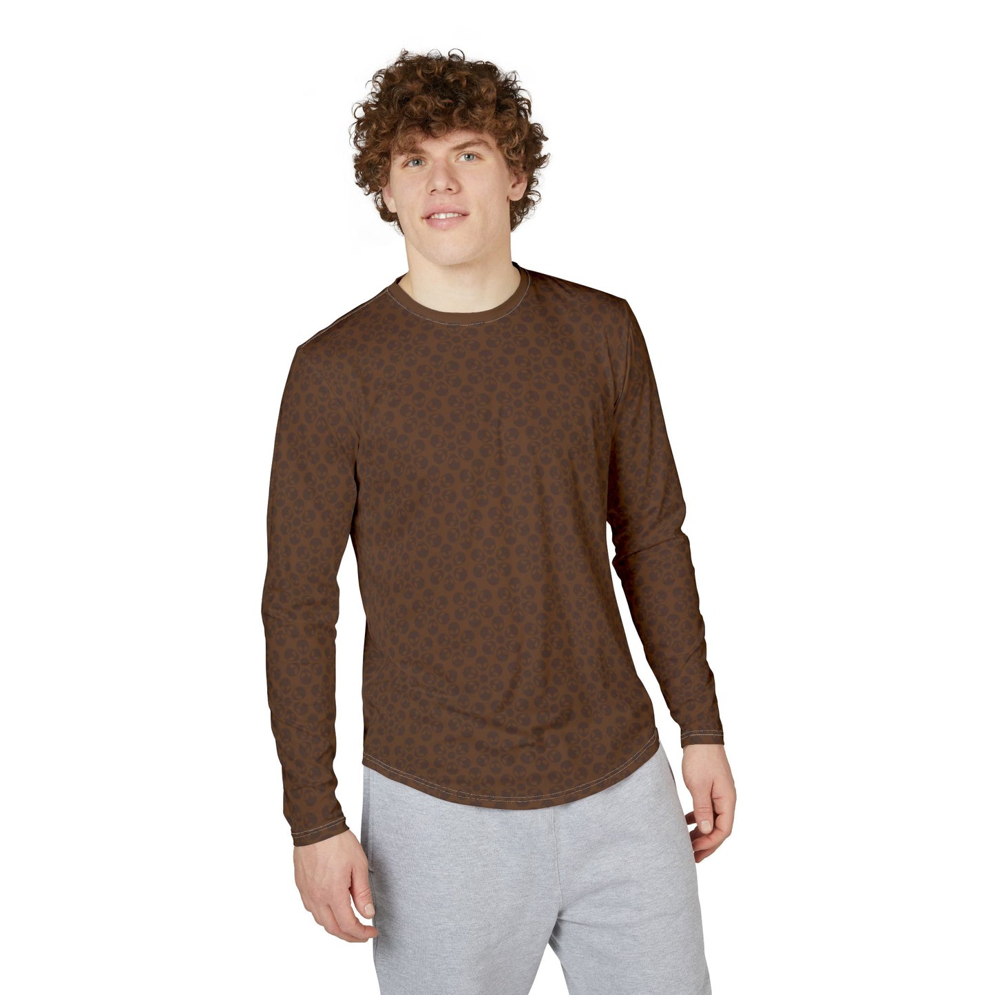 Mens UV Protection Long Sleeve Shirt  Alien Flowers Brown
