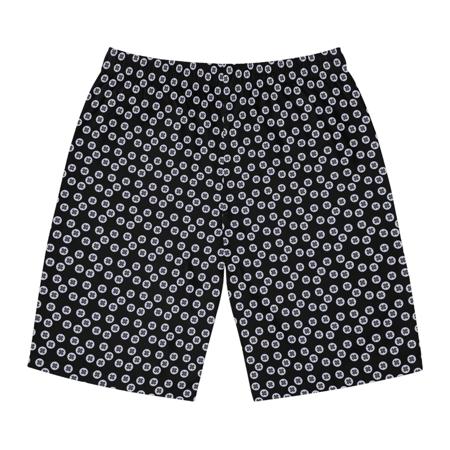 Men's Stylish Board Shorts, Summer Swimwear, Beachwear, Vacation Essentials, Casual Comfort, Fun - Black