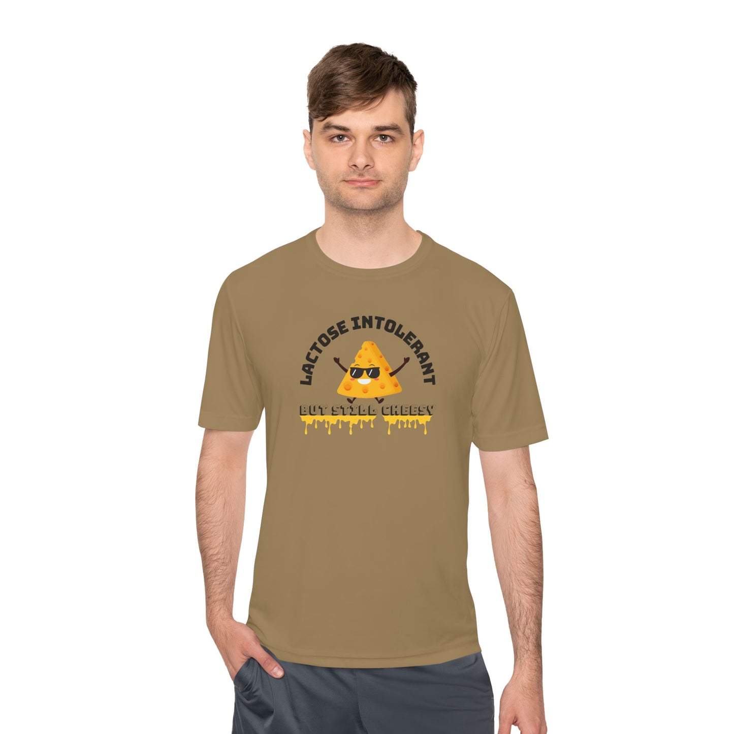 Lactose Intolerant But Still Cheesy Tee - Fun Unisex Moisture Wicking T-Shirt for Foodies, Great for Birthdays, Gifting, and Casual [...]