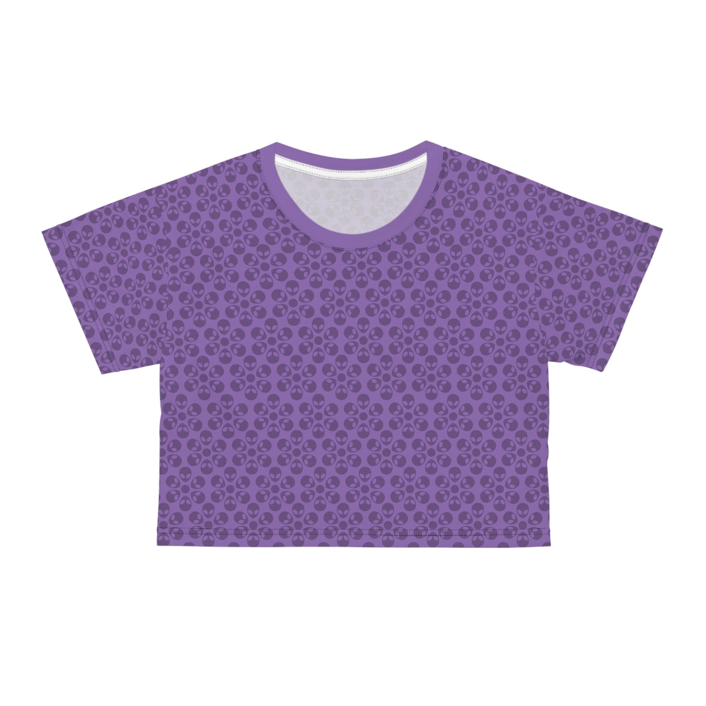 Feminine Floral Crop Tee Trendy Summer Top Aesthetic Graphic Shirt Casual Outfit Unique Gift for Her Vintage Style Tee Alien Flowers Light Purple