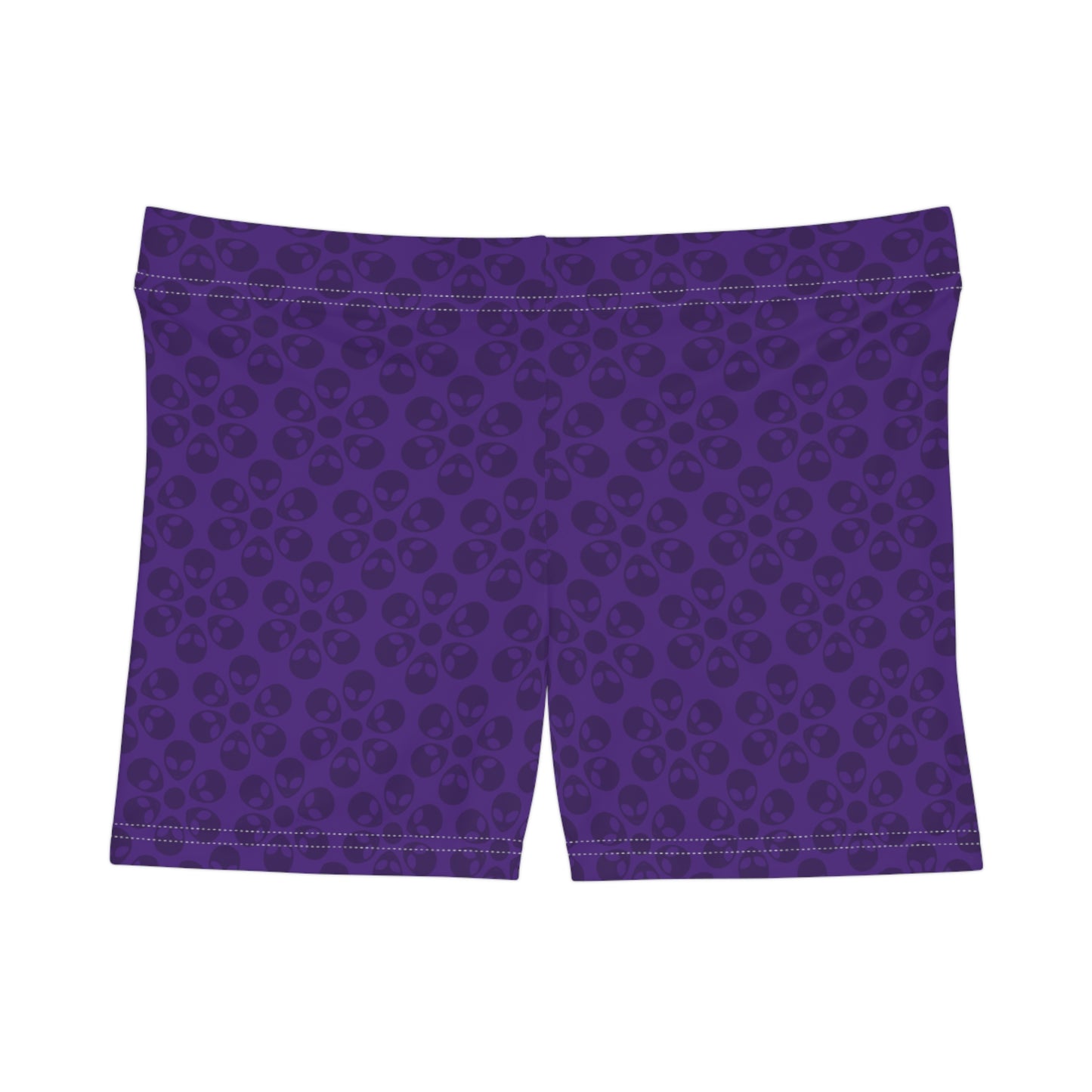 Alien Pattern Womens Shorts for Casual Summer Days Beach Wear Festival Outfit Relaxed Style Alien Flowers Purple