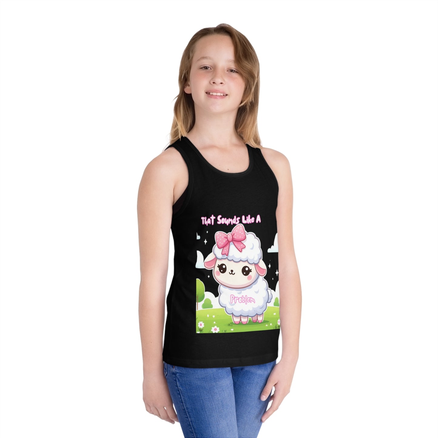 Cute Kid's Jersey Tank Top - Graphic Sheep Design for Playtime