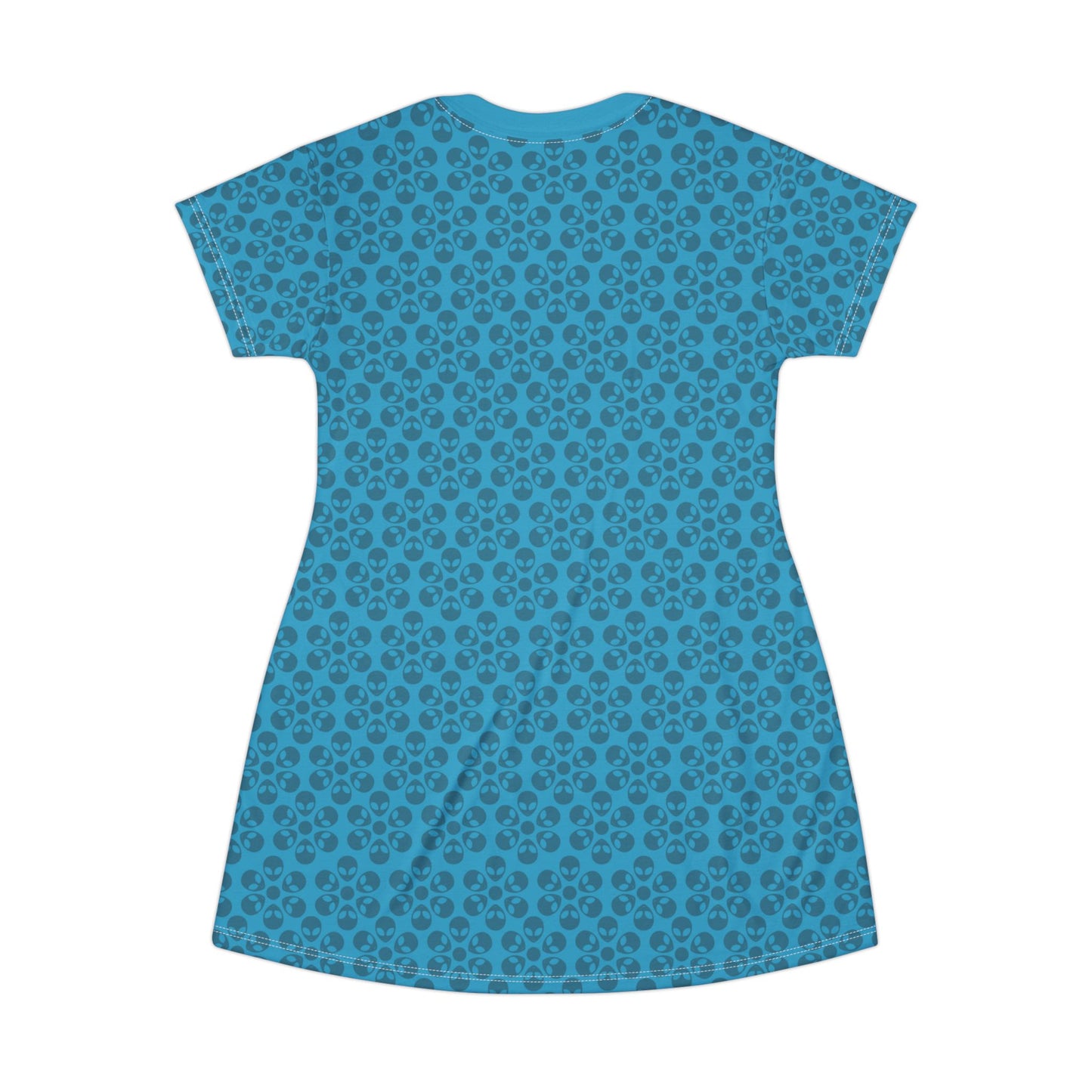 Floral Pattern TShirt Dress Casual Summer Dress Cute Dress for Women Floral Print Dress Trendy Everyday Wear Perfect for Beach Alien Flowers Turquoise