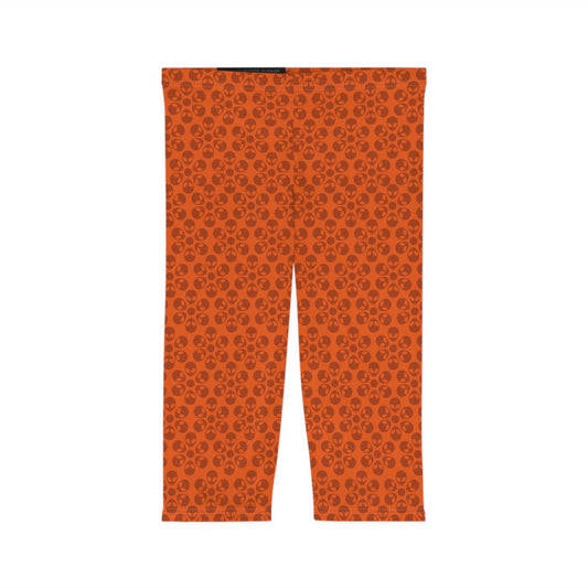 Women’s Capri Leggings Alien Flowers Orange
