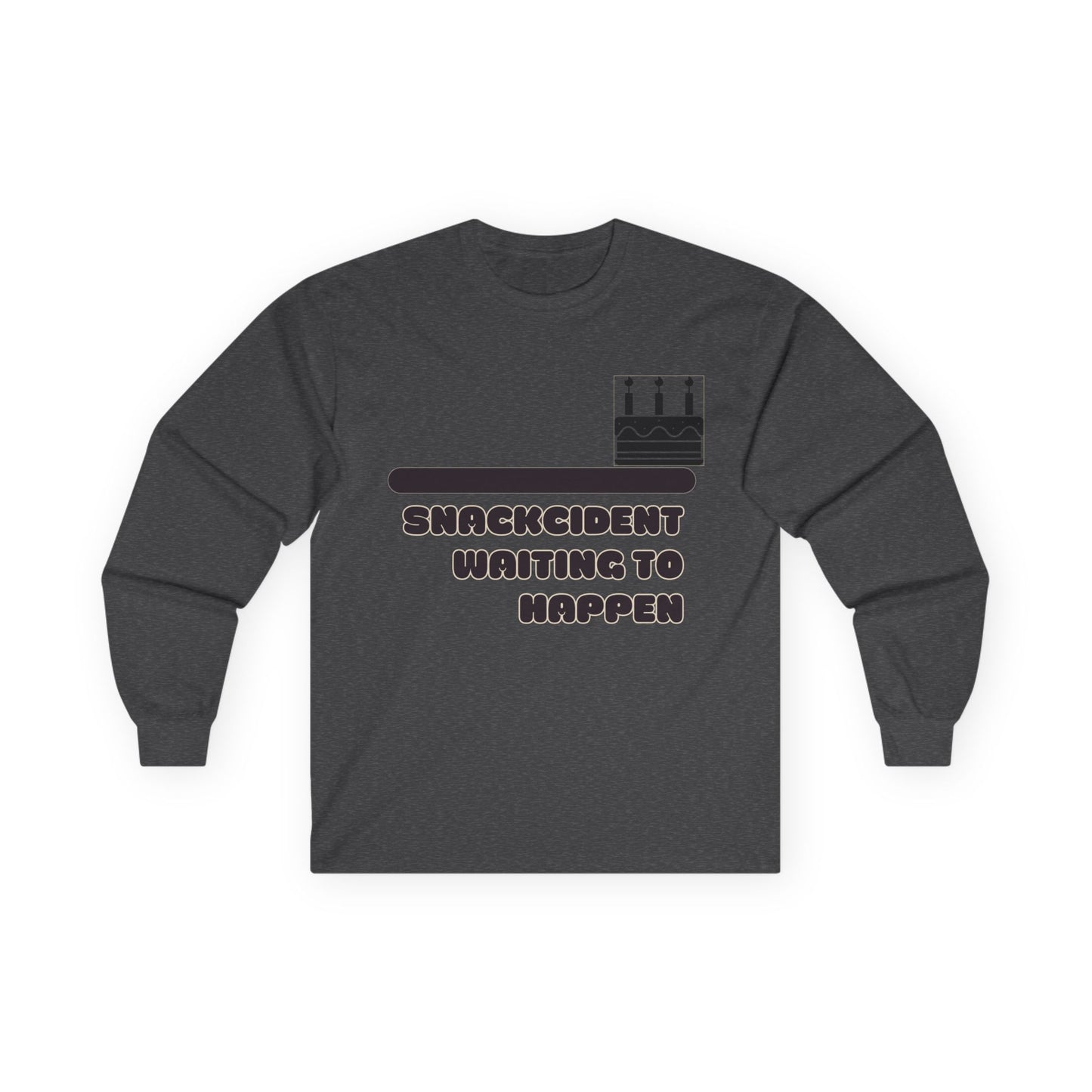 Snackcident Waiting to Happen Long Sleeve Tee - Funny Gift for Food Lovers, Birthday, or Casual Wear, Ideal for Snacking Events, [...]