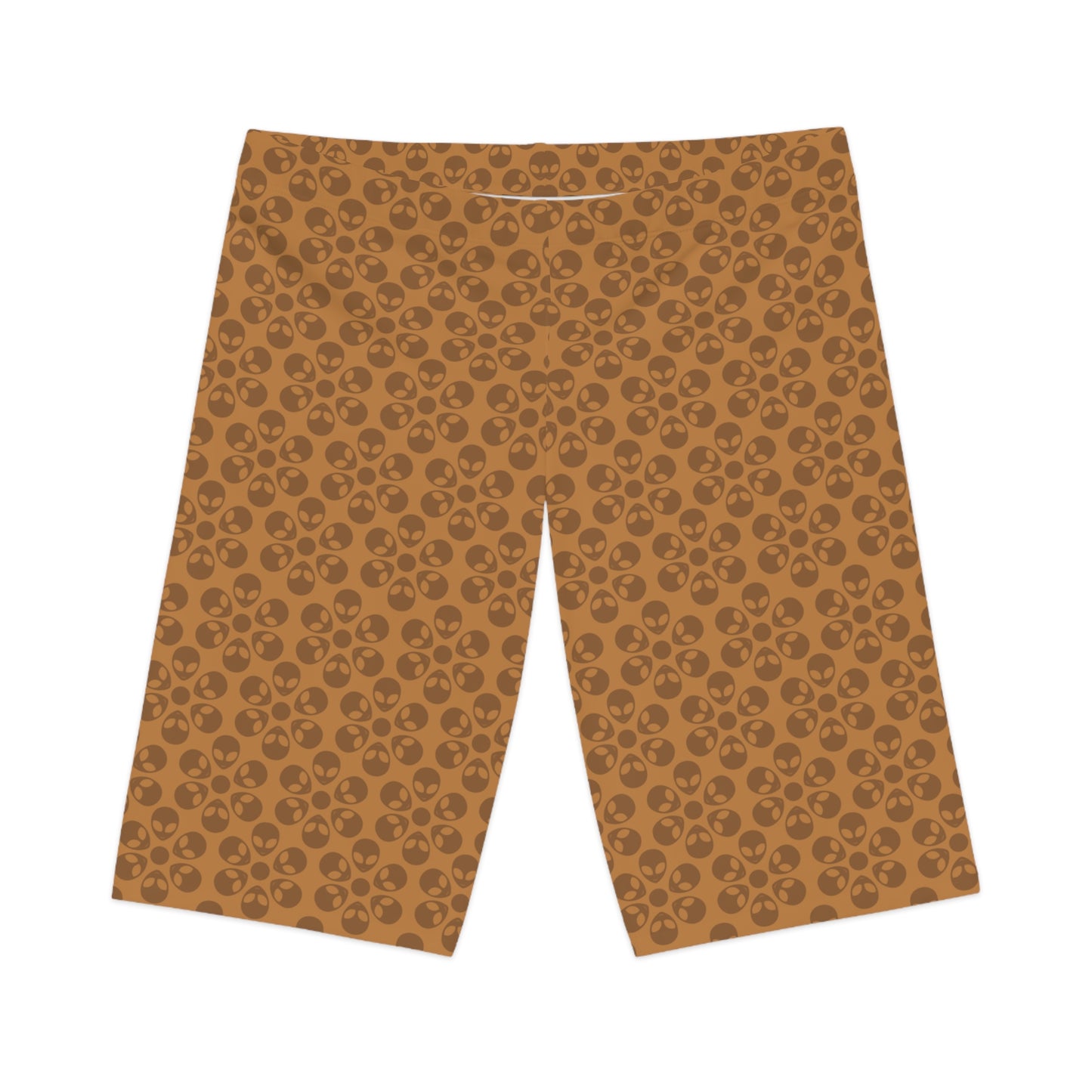 Womens Bike Shorts Alien Flowers Light Brown