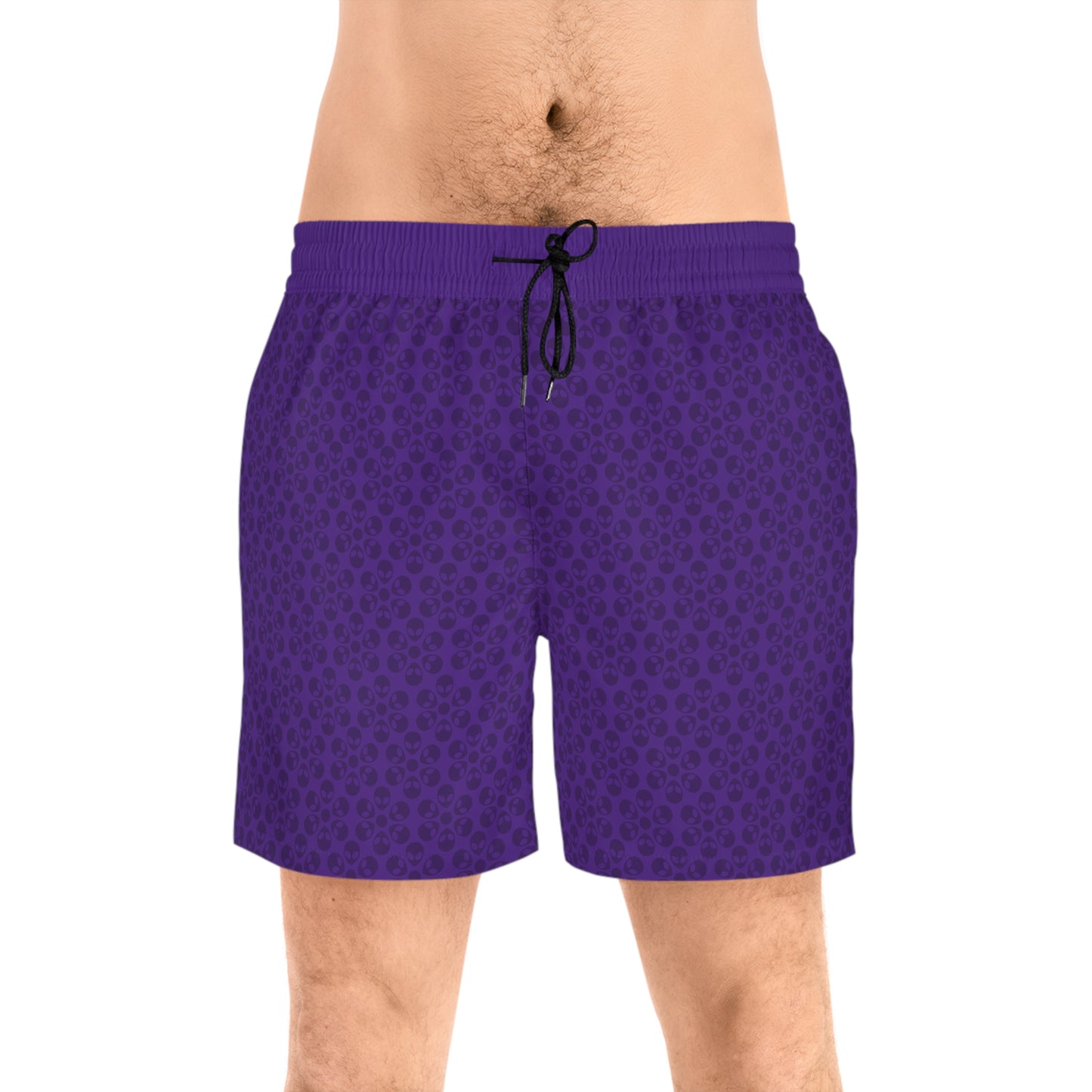 Stylish Mens MidLength Swim Shorts Beachwear Vacation Essentials Poolside Comfort Summer Outfit Trendy Swimwear Alien Flowers Purple